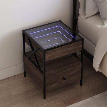 vidaXL Nachtkastje met Infinity LED 40x40x51 cm bruin, Verzenden, Nieuw