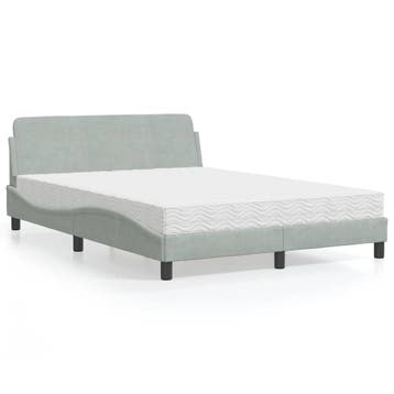 vidaXL Bed met matras Dover fluweel lichtgrijs 140x200 cm, Verzenden, Nieuw