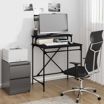 vidaXL Bureau 80x50x90 cm bewerkt hout en ijzer zwart, Huis en Inrichting, Bureaus, Verzenden, Nieuw