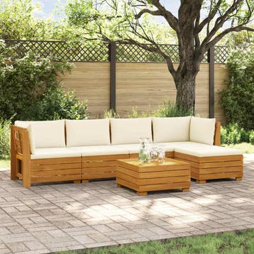 vidaXL 6 st Buiten bank set Massief Acacia Hout Bruin, Verzenden, Nieuw