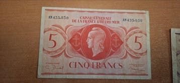Frans-Equatoriaal-Afrika, Guadeloupe. - 3 Banknotes Francs -