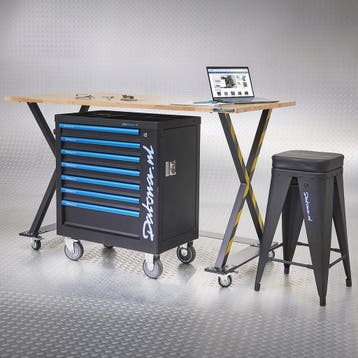 Datona Industriële werktafel 160 cm, werkplaatskruk en, Ophalen of Verzenden