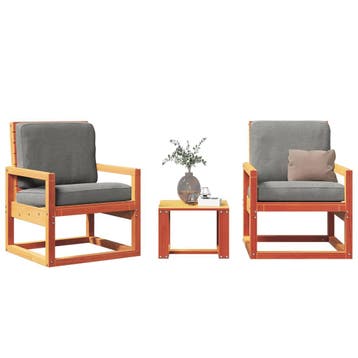 vidaXL 3-delige Loungeset massief grenenhout wasbruin, Verzenden, Loungeset