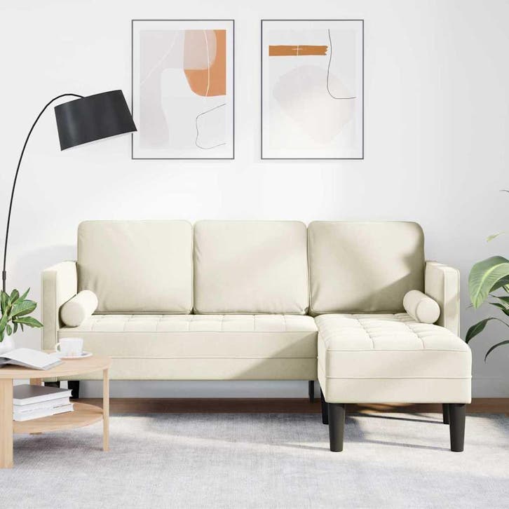vidaXL bank / zetelstel met kussen Crème Polyester, Huis en Inrichting, Zetels | Zetels, Nieuw, Verzenden