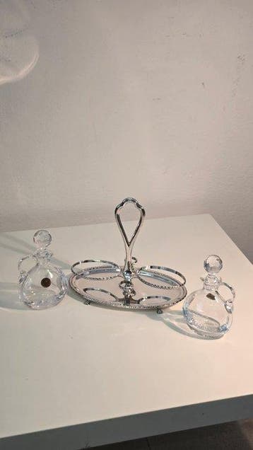 Olie-en-azijnstelletje - .800 zilver - Oliera van zilver en, Antiek en Kunst