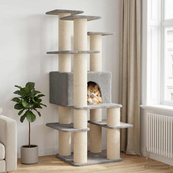 vidaXL Kattentoren met sisal krabpalen Lichtgrijs 161 cm, Verzenden, Nieuw