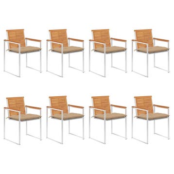 vidaXL Tuinstoelen 8 st met kussens massief acaciahout, Verzenden, Nieuw