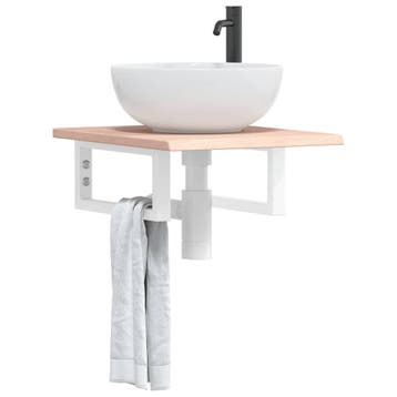 vidaXL Badkamer wandschap staal en massief eikenhout, Verzenden
