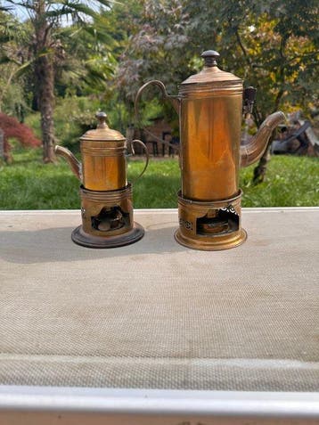 Koffiepot (2) - caffettiera a spirito - Messing - Belle