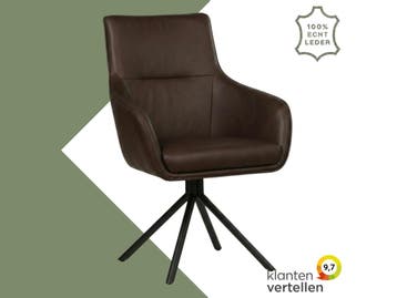 Leren draaibare eetkamerstoel Fancy - Rancho Brown (bruin), Ophalen of Verzenden