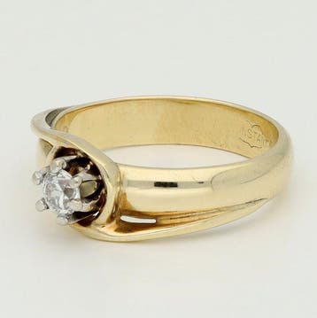 Ring - 14 karaat Geel goud Diamant (Natuurlijk), Handtassen en Accessoires, Nieuw