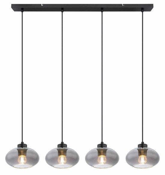2dekans | Globo - hanglamp - Shaun - zwart - glas smoke glas, Huis en Inrichting, Lampen | Hanglampen, Ophalen of Verzenden
