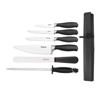 Messenset | RVS | Zwart | 6 Stuks | Incl. Foudraal Vogue, Verzenden, Nieuw in verpakking