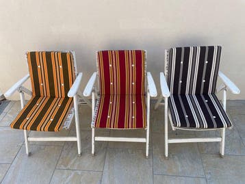 Chaise pliante (3) - Bois, Textile - Fauteuil pliant