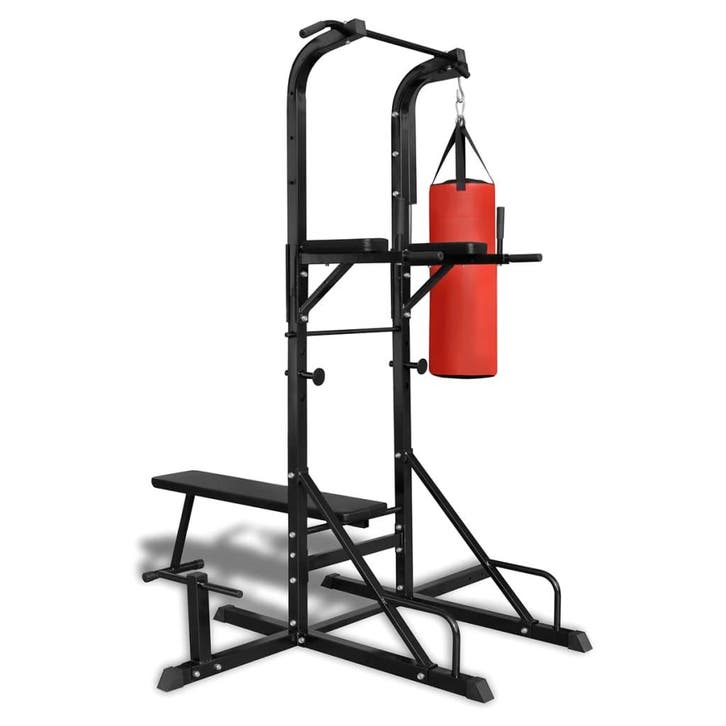 vidaXL Fitness apparaat kracht met bankje en boksbal, Sport en Fitness, Fitnessmaterialen, Nieuw, Verzenden