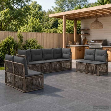 vidaXL Tuinbank Set 8 st Grijs poly rattan, Verzenden