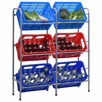 vidaXL Opbergrek voor 6 kratten 96x33x116 cm steel, Verzenden
