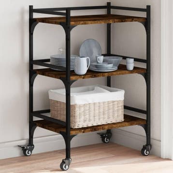 vidaXL Keukentrolley 50x35x75,5 cm bewerkt hout gerookt, Huis en Inrichting, Verzenden, Nieuw