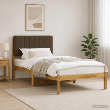 vidaXL Bedframe met gestoffeerd hoofdbord Whitewash en taupe, Verzenden