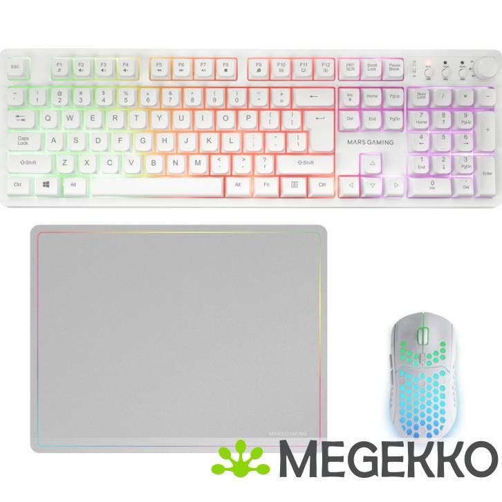 Mars Gaming MCPWX 3-in-1 Wireless Gaming Combo Wit, Computers en Software, Desktop Pc's, Nieuw, Verzenden