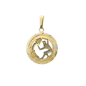 Gouden sterrenbeeld hanger; Waterman (Hanger of bedel), Ophalen of Verzenden, Gebruikt, Goud, Overige merken