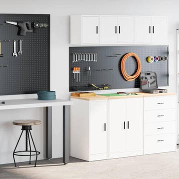 vidaXL Garagekasten 2 st spaanplaat wit, Verzenden