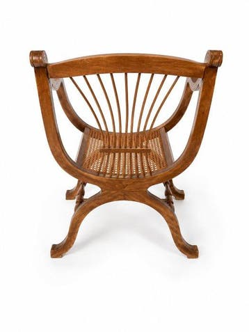 Chaise - bois canne - Chaise curule bois cannée, Antiquités & Art