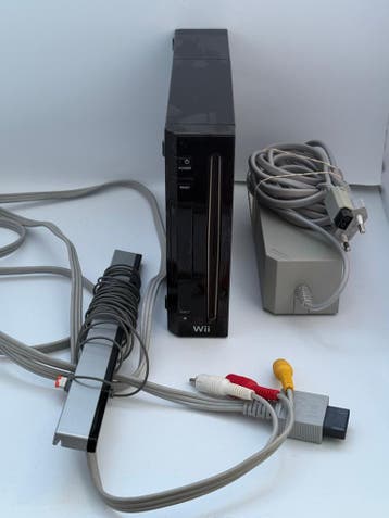 Nintendo Wii Zwart 1e model met alle Kabels RVL-001, Games en Spelcomputers, Verzenden, Gebruikt