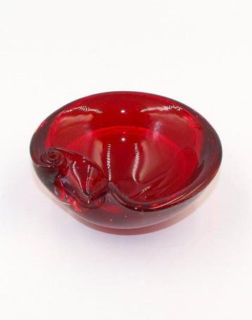 Bullicante - Asbak - Muranoglas - Vintage robijnrood, Antiek en Kunst
