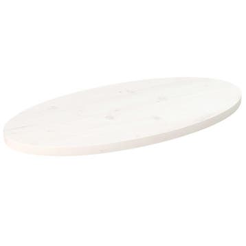 vidaXL Tafelblad ovaal 80x40x2,5 cm massief grenenhout wit, Verzenden, Nieuw