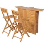 vidaXL 3-delige Bistroset met klapstoelen massief teakhout, Verzenden, Nieuw