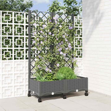 vidaXL Tuinsteker met schutting en wielen Lichtgrijs PP, Tuin en Terras, Verzenden, Nieuw