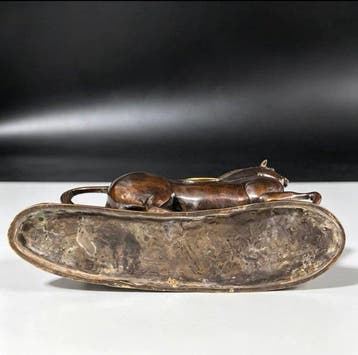 Decoratief ornament - koper verguld gouden paard, Antiek en Kunst