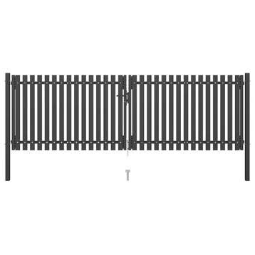vidaXL Tuinhekpoort staal 400x100 cm antraciet, Tuin en Terras, Verzenden, Nieuw