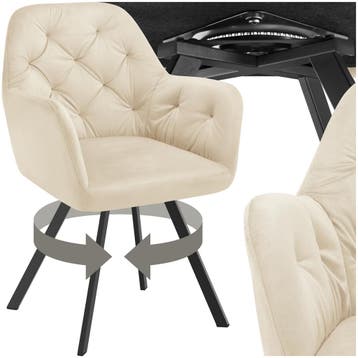Fluwelen draaistoel Lucia, gestoffeerd - crème, per stuk, Huis en Inrichting, Stoelen, Verzenden, Nieuw