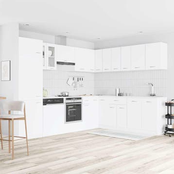 vidaXL 14-delige Keukenkastenset Lyon bewerkt hout wit, Verzenden, Nieuw