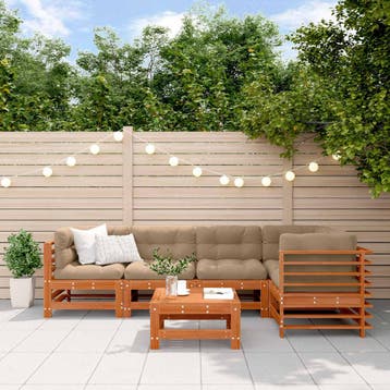 vidaXL Tuin loungeset 6 st Wax Bruin Dennen Massief, Verzenden, Nieuw, Loungeset