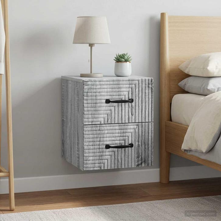 vidaXL Muurbevestigde Nachttafel 2 st Grijs sonoma 34,5 x 33, Huis en Inrichting, Slaapkamer | Nachtkastjes, Nieuw, Verzenden