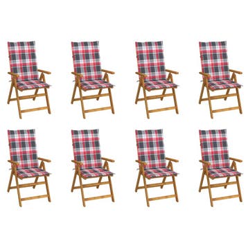 vidaXL Opklapbare stoelen met kussens, 8 stuks, gemaakt van, Verzenden, Nieuw