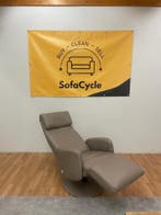 Beige echte lederen fauteuil met relaxfunctie / SofaCycle, Ophalen of Verzenden