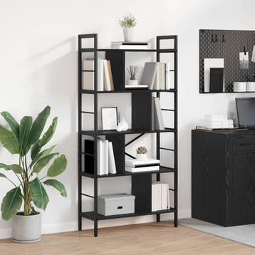 vidaXL Boekenplank Zwart Eiken 75 x 30 x 156 cm Bewerkt hout, Verzenden, Nieuw
