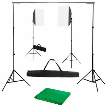 vidaXL Fotostudioset met softboxlampen en achtergrond, Verzenden