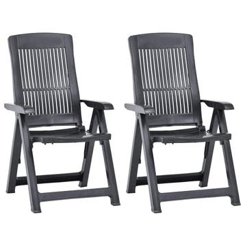 vidaXL Verstelbare klapstoelen, 2 stuks, antracietkleurig, Verzenden
