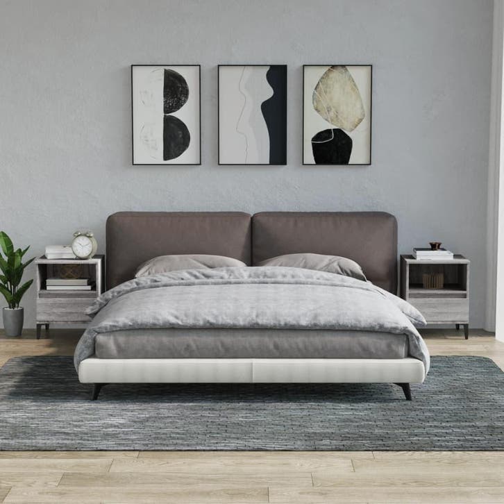 vidaXL Nachtkastjes 2 st 40x35x50 cm grijs sonoma, Huis en Inrichting, Kasten | Overige, Nieuw, Verzenden