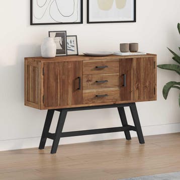 vidaXL TV Stand 110 x 30 x 75 cm Naturel Massief Teakhout, Huis en Inrichting, Verzenden, Nieuw