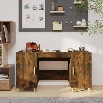 vidaXL Bureau 140x50x75 cm bewerkt hout gerookt eikenkleurig, Verzenden