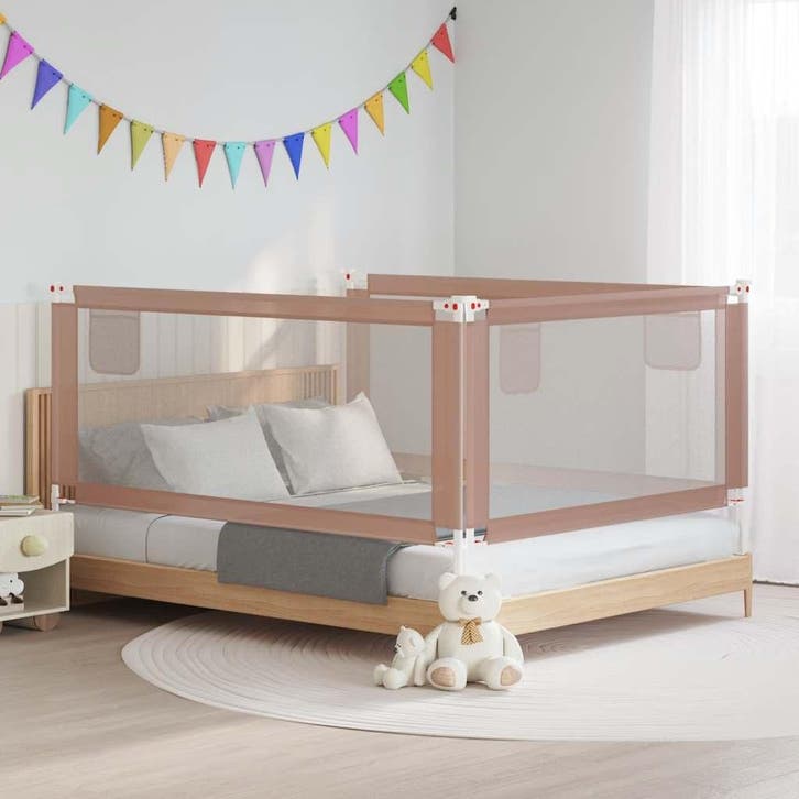 vidaXL Bedhekje peuter 190x25 cm stof taupe, Enfants & Bébés, Barrières, Envoi