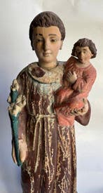 Figuur - Saint Anthony of Padua with child - 36 cm - Hout, Antiek en Kunst