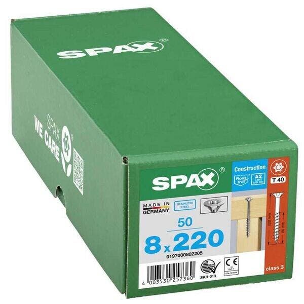 Spax Houtbouwschroeven 8x220 – 50 stuks, Doe-het-zelf en Bouw, IJzerwaren en Bevestigingsmiddelen, Verzenden
