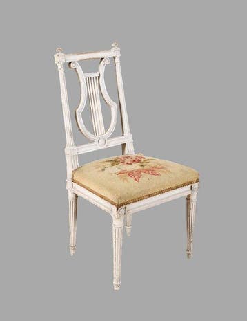 Antieke directoire / Louis XVI stijl lyra Stoel – wit